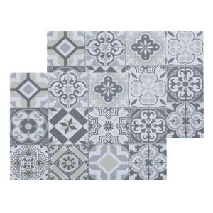 Set van 4x stuks rechthoekige placemats mozaiek grijs vinyl 45 x 30 cm