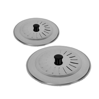 Gerimport Set 2x stuks spatdeksels - pannendeksels - rvs - stoomuitlaat - Dia 22 en 28 cm