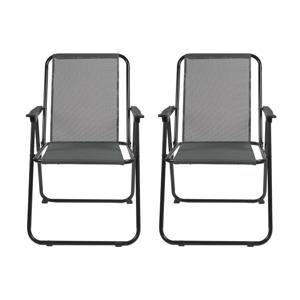 Home Deco Factory camping/strand stoel - 2x - aluminium - inklapbaar - grijs - L45 x B54 x H84 cm