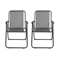 Home Deco Factory camping/strand stoel - 2x - aluminium - inklapbaar - grijs - L45 x B54 x H84 cm