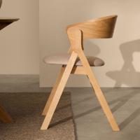 Kave Home Eetkamerstoel 'Godia' Essen en rubberhout, kleur Beige/Naturel