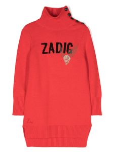 Zadig & Voltaire Kids robe en maille à col montant - Rouge