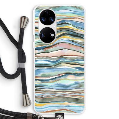 Watercolor Agate: Huawei P50 Transparant Hoesje met koord