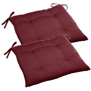 Set van 2x stuks stoelkussens voor binnen en buiten in de kleur bordeaux rood 40 x 40 x 4 cm