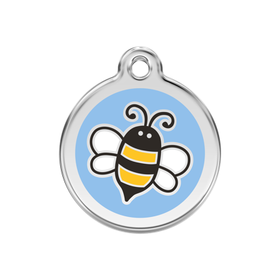 Bumble Bee Light Blue roestvrijstalen hondenpenning medium/gemiddeld dia. 3 cm - Reddingo