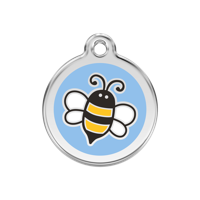 Bumble Bee Light Blue roestvrijstalen hondenpenning medium/gemiddeld dia. 3 cm - Reddingo