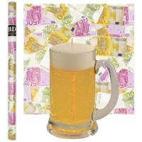 Bierpul Kaars - H13 cm met Euro Geld Cadeaupapier - vaderdag - opa - oom cadea Bierpul Kaars - H13 cm met Euro Geld Cadeaupapier - vaderdag - opa - oom cadea