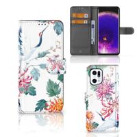 OPPO Find X5 Pro | Telefoonhoesje | Met pasjeshouder | Bird Flowers