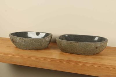 Rivierstenen waskommen set RL060305AB, 52x31x15 cm