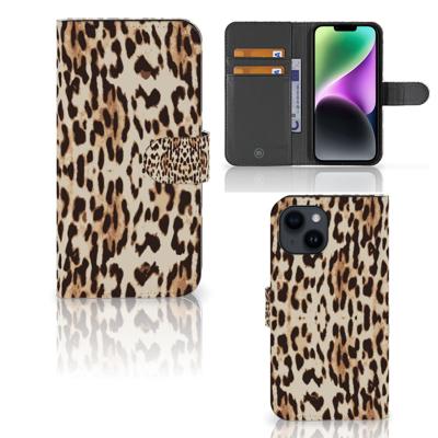 iPhone 15 | Telefoonhoesje | Met pasjeshouder | Leopard