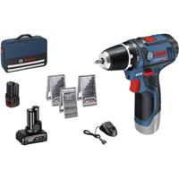 Bosch accu schroefboormachine - GSR 12V-15 C - 12V - 1x 4.0Ah / 1x2.0 Ah accu - met 39-delig acc. set - thumbnail