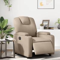 Fauteuil verstelbaar elektrisch kunstleer cappuccinokleurig