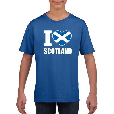Blauw I love Schotland fan shirt kinderen