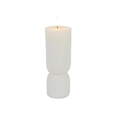 LED Kaars Ribbel 7x20 cm Wit