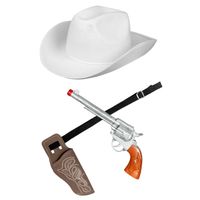 Verkleed set cowboyhoed Rodeo wit - met holster en pistool - voor volwassenen - thumbnail