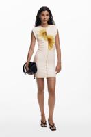 Korte zonnebloemjurk van lyocell - WHITE - S