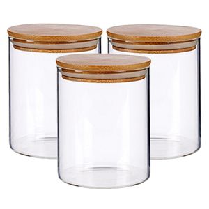 Set van 3x stuks glazen luxe keuken voorraadpotten/voorraadbussen 870 ml