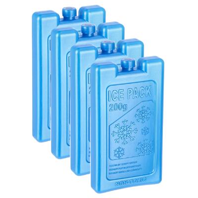 Ice Pack Koelelementen - 4x - blauw - 200 gram - 8 x 15 cm - Koelblokken - voor koeltas/koelbox