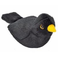 Wild Republic Pluche merel knuffel - 14cm - vogel knuffel - met geluid