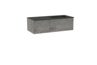 Storke Edge zwevend badmeubel 120 x 52 cm beton donkergrijs met Scuro asymmetrisch rechtse wastafel in kwarts mat zwart