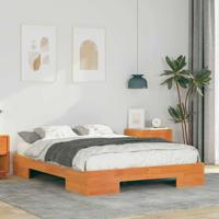 Bedframe met opslag Bruin 135 x 190 cm Massief grenenhout