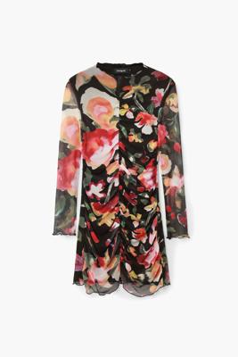 Korte bloemenjurk - BLACK - XS