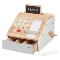 Goki houten speelgoedkassa met geluid, 4dlg.