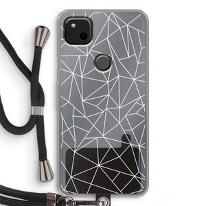 Geometrische lijnen wit: Pixel 4a Transparant Hoesje met koord