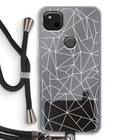 Geometrische lijnen wit: Pixel 4a Transparant Hoesje met koord