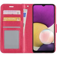 Basey Samsung Galaxy A22 5G Hoesje Book Case Kunstleer Cover Hoes - Donkerroze