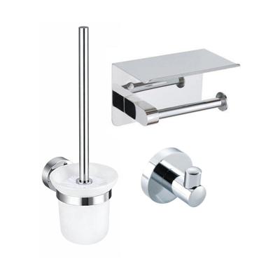Fortifura Calvi Toiletset - toiletrolhouder met klep- toiletborstel - handoekhaak - chroom SW1183142/SW1183056/SW639922