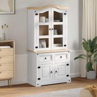 Dressoir met lade Wit 100 x 48,5 x 179 cm Massief grenenhout