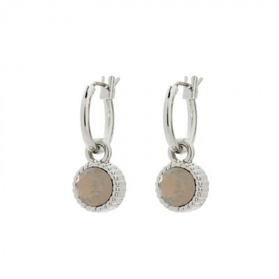 Biba Hang Oorbellen Zilver met Swarovski Steentje Lt. Grey Opal