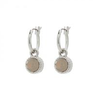 Biba Hang Oorbellen Zilver met Swarovski Steentje Lt. Grey Opal