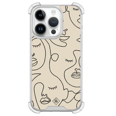 iPhone 14 Pro shockproof hoesje - Abstract face lines