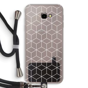Zwart-witte kubussen: Samsung Galaxy J4 Plus Transparant Hoesje met koord