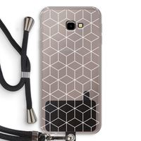 Zwart-witte kubussen: Samsung Galaxy J4 Plus Transparant Hoesje met koord