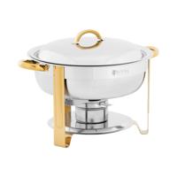 Chafing Dish - rond - gouden accenten - 4,5 L - 1 Brandstofcel - Klapvoeten - Royal Catering