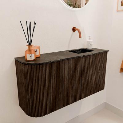 Toiletmeubel Mondiaz Joya Dlux | 81.6 cm | Meubelkleur Walnut | Faye wastafel Lava Wasbak Rechts | Zonder kraangat(en)