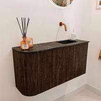 Toiletmeubel Mondiaz Joya Dlux | 81.6 cm | Meubelkleur Walnut | Faye wastafel Lava Wasbak Rechts | Zonder kraangat(en)