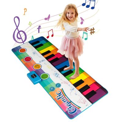 Dansmat voor Kinderen Muzikale Speelmat met 8 Instrumentgeluiden Kleurrijk Pianoklavier en Ingebouwde Muziek Opname- en Afspeelfunctie