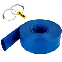 VEVOR afvoerslang, 2" x 105', platte slang van PVC-stof, zware terugspoelafvoerslang met klemmen, weerbestendig en barstbestendig, ideaal voor zwembad en wateroverdracht, blauw