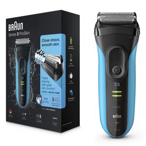 Braun Series 3 S3 ProSkin 3040s Elektrisch Scheerapparaat, Zwart/Blauw - Oplaadbaar Scheerapparaat