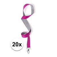 20 roze lanyards gemaakt van polyester 50 x 2 cm