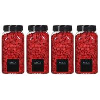 4x mica decorations decoratie/hobby steentjes - rood - 650 ml - 5-8 mm