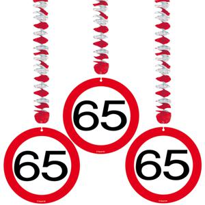 Rotorspiralen 65 jaar - 3x - verkeersborden - 65e verjaardag/jubileum versiering