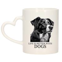 Cadeau mok voor honden liefhebbers - Border Collie - wit - hartjes oor - keramiek - 300 ml