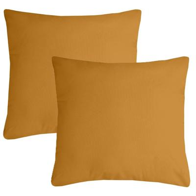 Stof Textile sierkussen Nelson - 2x - okergeel - 40 x 40 cm - bank kussens - polyester