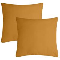 Stof Textile sierkussen Nelson - 2x - okergeel - 40 x 40 cm - bank kussens - polyester