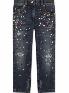 Dolce & Gabbana Kids jean à effet usé - Bleu